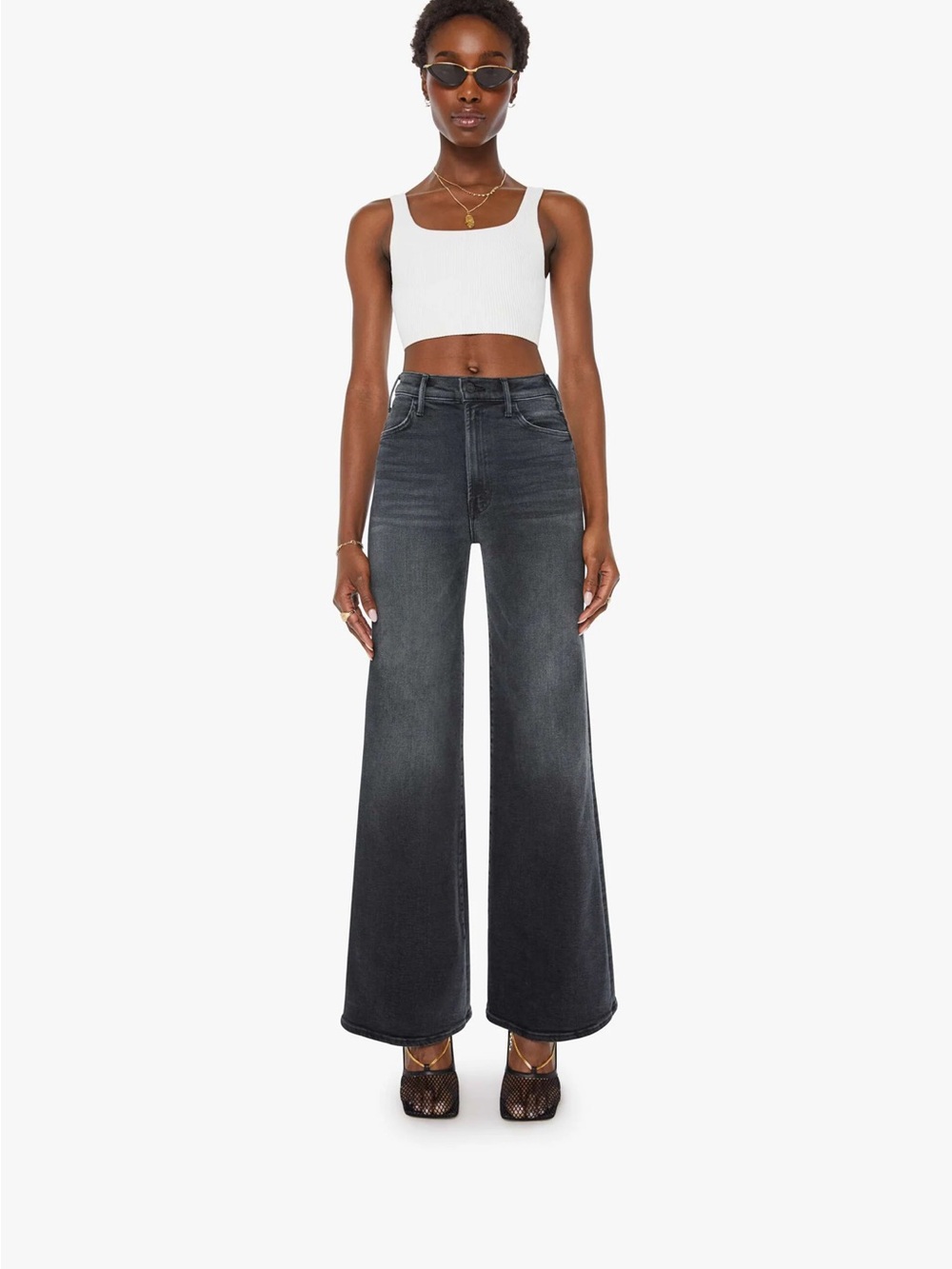 The The Hustler Roller Sneak High-Rise Wide Leg Jeans Wash: Not Today Satan